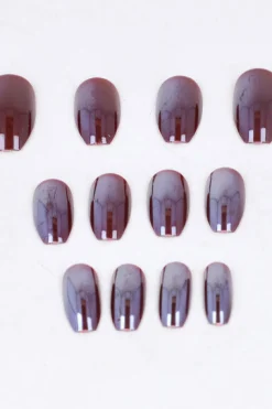 Set 12 uñas redondas iridiscentes