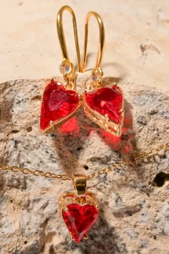 Set arracadas corazon collar