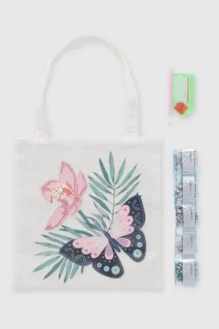 Set DIY tote bag pixel mariposa flor