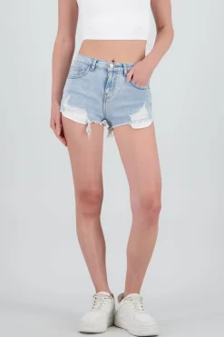 Short Denim Destrucciones Bolsillos