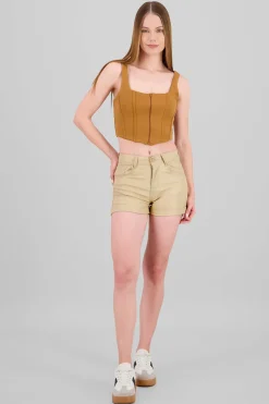 Short Efecto Piel Dobladillo