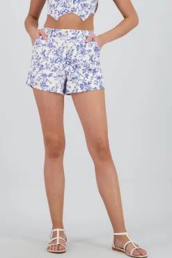 Short fluido estampado flores