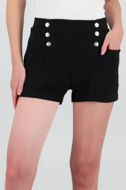 Shorts con botones lisos con pinzas
