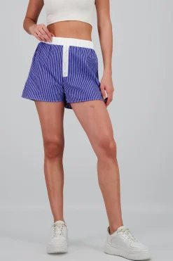 Shorts de rayas tipo boxers con contraste