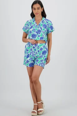 Shorts detalle resorte estampado conchas