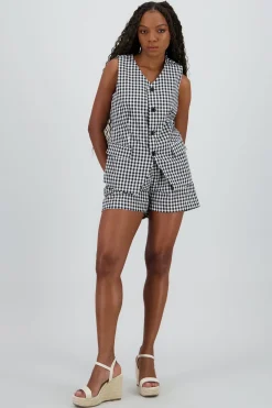 Shorts rectos detalle cuadros