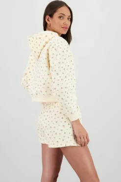 Sudadera con gorro estampado mini flores