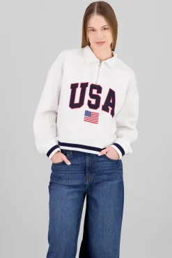 Sudadera contraste USA con cierre