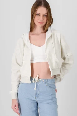 Sudadera cropped con bolsa cargo