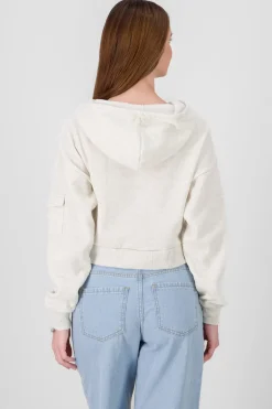 Sudadera cropped con bolsa cargo