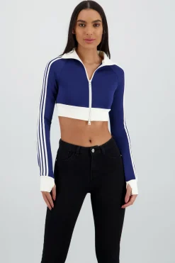 Sudadera deportivo crop detalle raya
