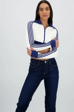 Sudadera deportivo crop detalle raya