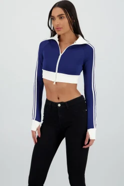 Sudadera deportivo crop detalle raya