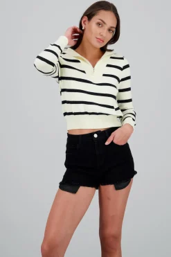 Sueter con rayas y medio cierre