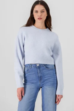 Sueter de cuello redondo manga larga suave