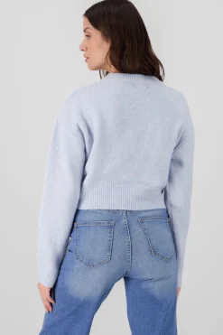 Sueter de cuello redondo manga larga suave