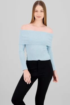 Sueter off shoulder tejido de punto