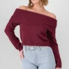 Sueter off shoulder tejido liso