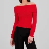 Sueter off shoulder tejido