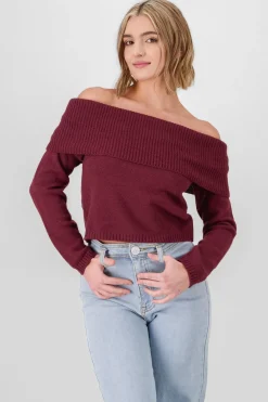 Sueter off shoulder tejido liso