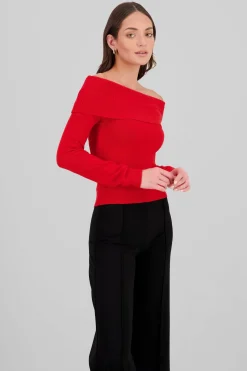 Sueter off shoulder tejido