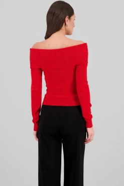 Sueter off shoulder tejido