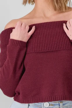Sueter off shoulder tejido liso