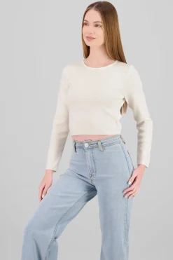 Sueter tejido cuello redondo