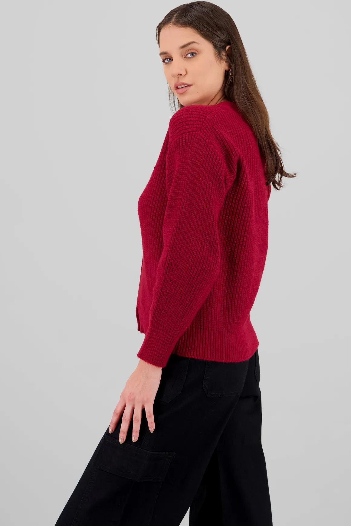 Sueter tipo cardigan con botones