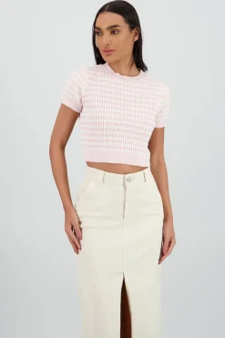 Suéter bicolor manga corta