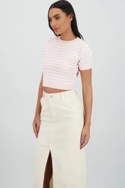 Suéter bicolor manga corta