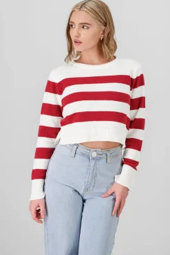 Suéter crop rayas