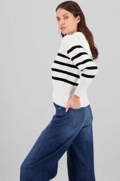 Suéter cuello polo rayas