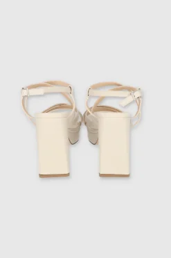 Tacón Bloque Tiras Planas Brillos