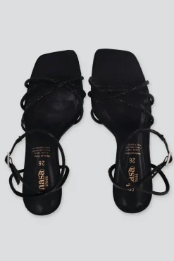 Tacón cuadrad tiras brillos mono color