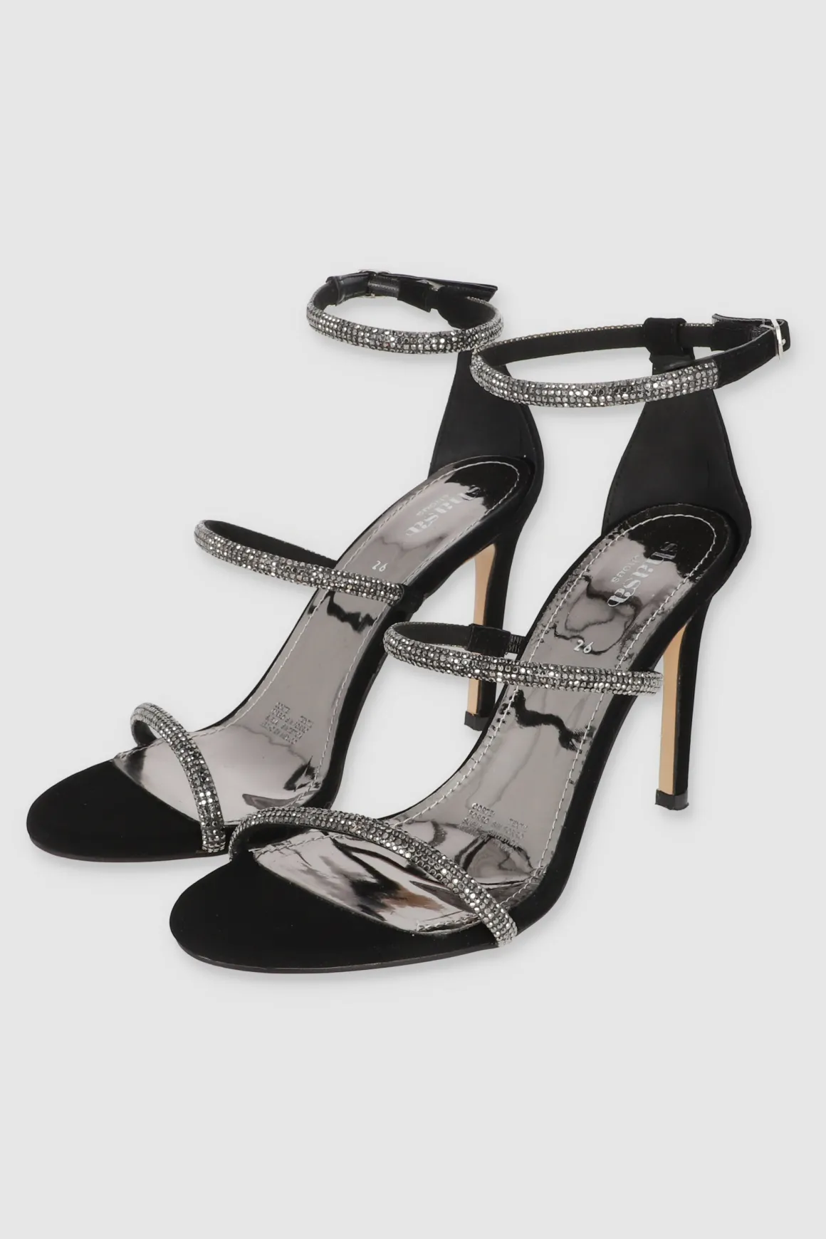 Tacón tiras delgadas brillos