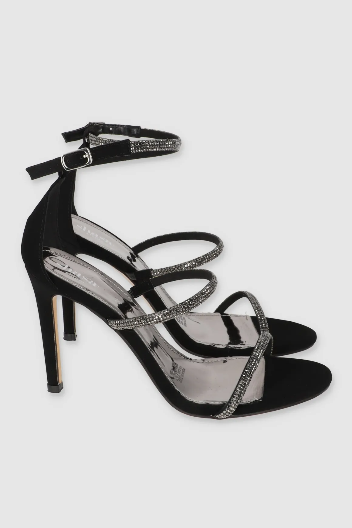 Tacón tiras delgadas brillos