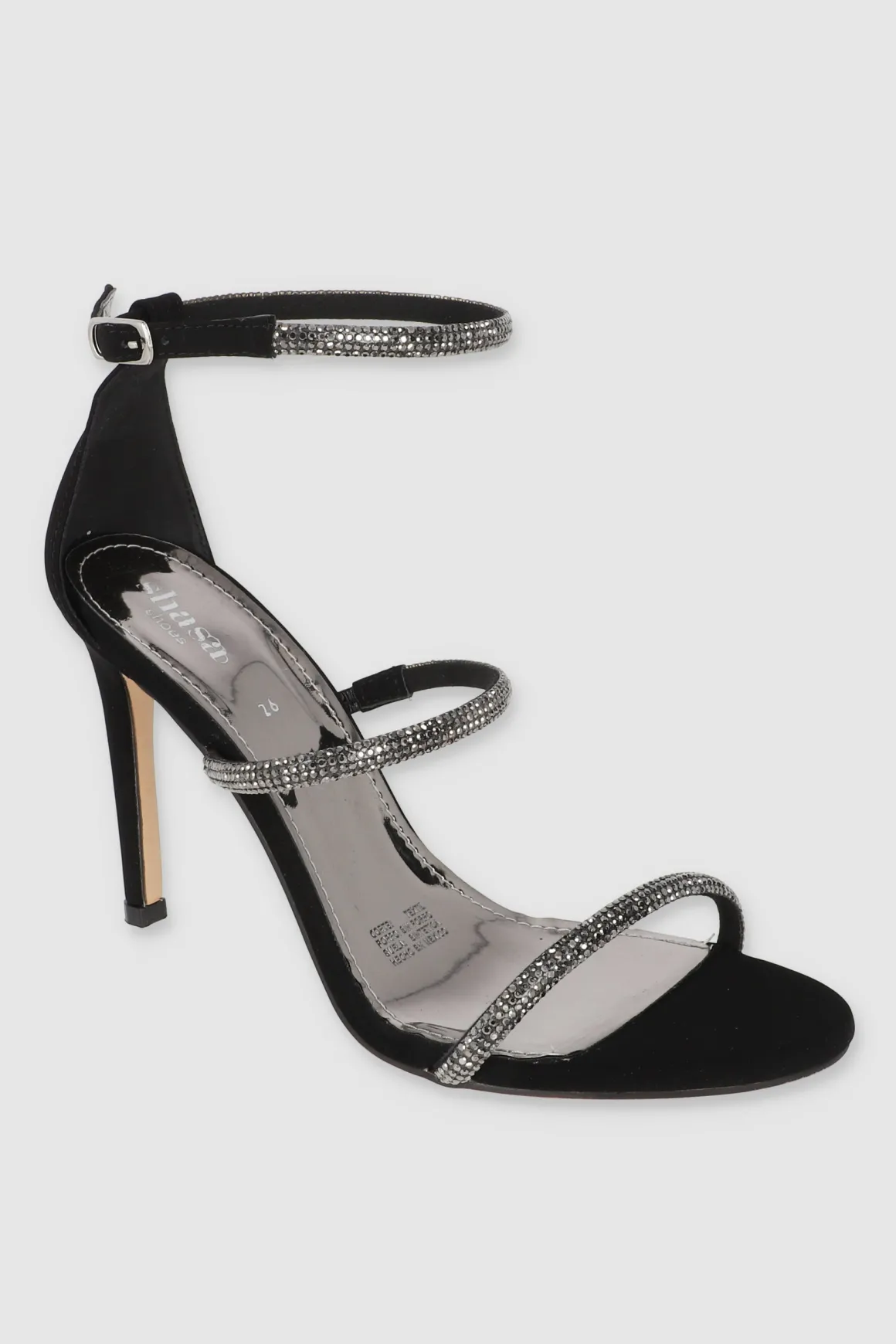 Tacón tiras delgadas brillos