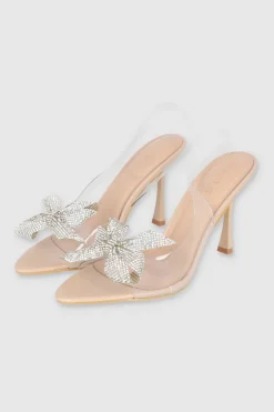 Tacon transparente moño brillos