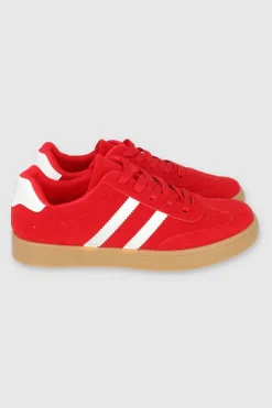 Tenis casual rayas punta suede