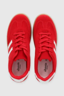 Tenis casual rayas punta suede