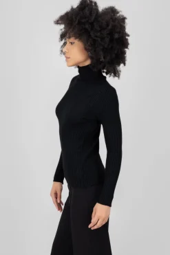 Top acanalado manga larga