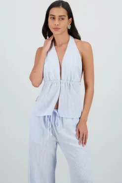 Top amarre espalda descubierta rayas