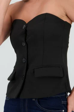 Top bandeau sastre con botones