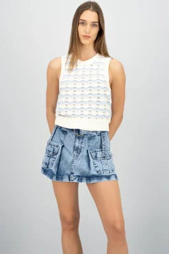 Top bicolor tejido crochet