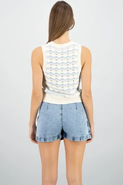 Top bicolor tejido crochet