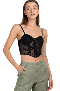 Top bustier mesh floreado