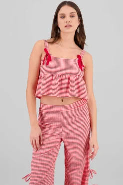 Top con olan tirantes detalle moños