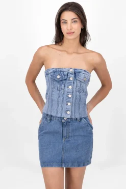 Top Corset Denim Bolsillos