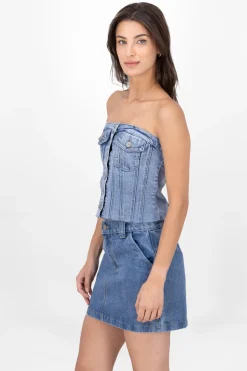 Top Corset Denim Bolsillos